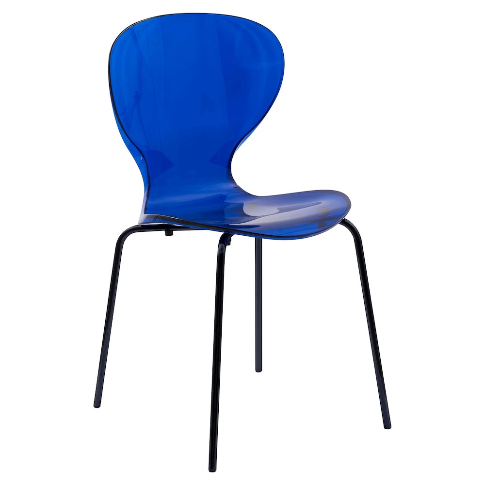 Modern Oyster Transparent Side Chair in Black Base