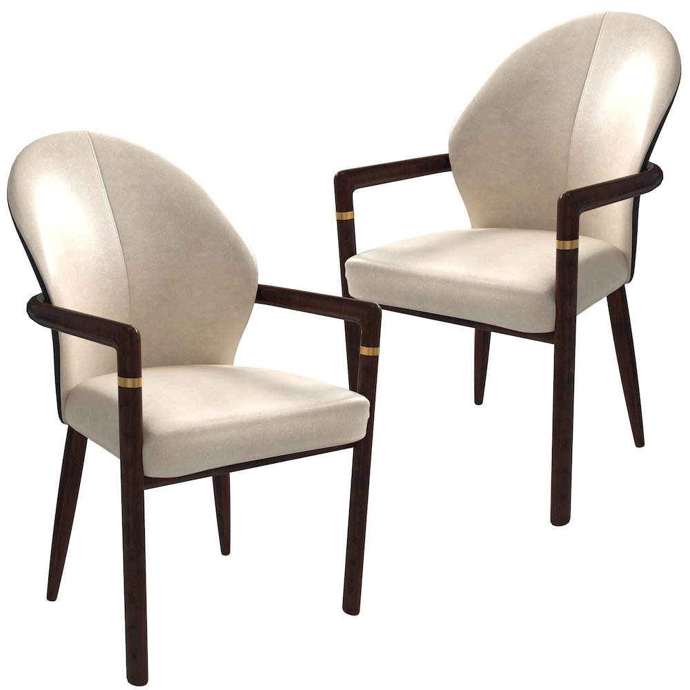 Opaline Series Elegant Wooden Dining Chair in Black Velvet and Toupe