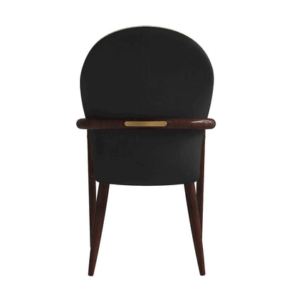 Opaline Series Elegant Wooden Dining Chair in Black Velvet and Toupe