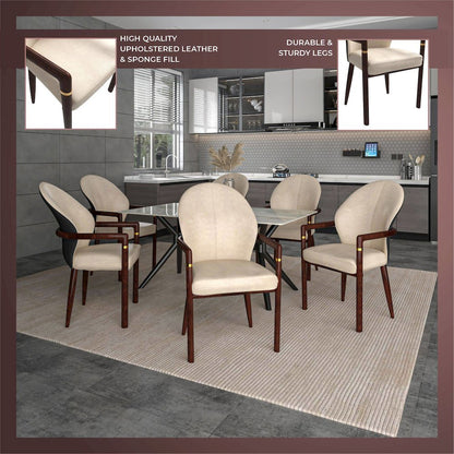 Opaline Series Elegant Wooden Dining Chair in Black Velvet and Toupe