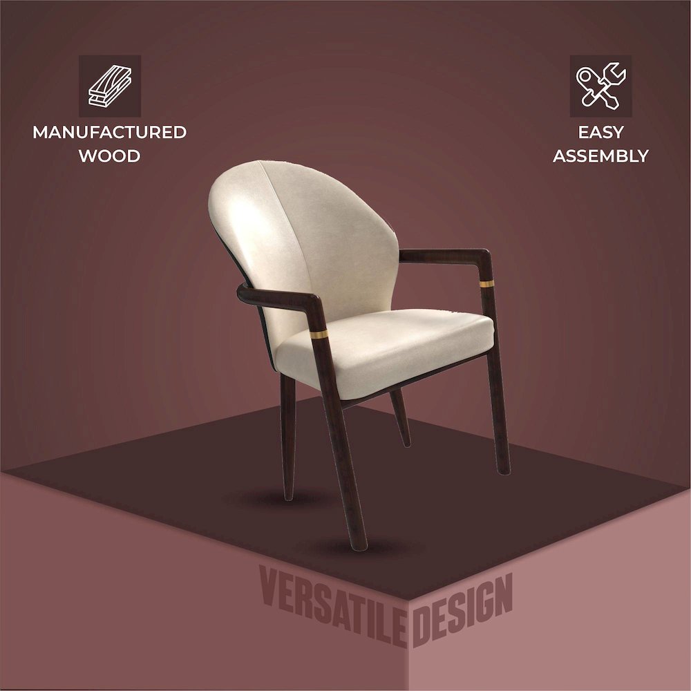 Opaline Series Elegant Wooden Dining Chair in Black Velvet and Toupe