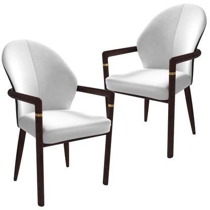 Opaline Series Elegant Wooden Dining Chair in Black Velvet and White