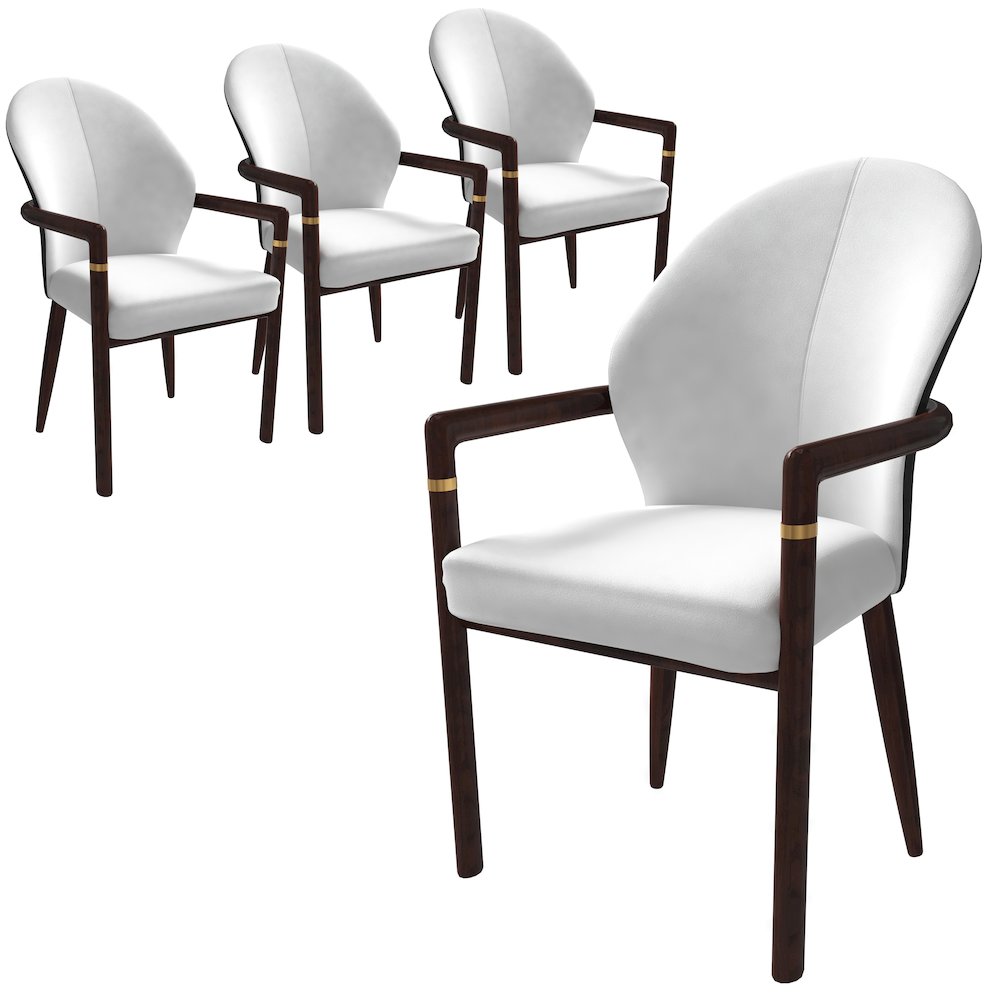 Opaline Series Elegant Wooden Dining Chair in Black Velvet and White