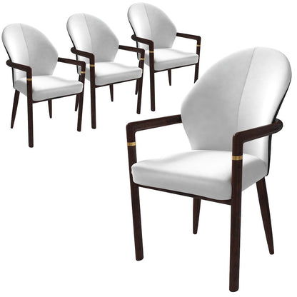 Opaline Series Elegant Wooden Dining Chair in Black Velvet and White