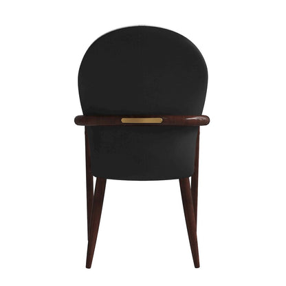 Opaline Series Elegant Wooden Dining Chair in Black Velvet and White