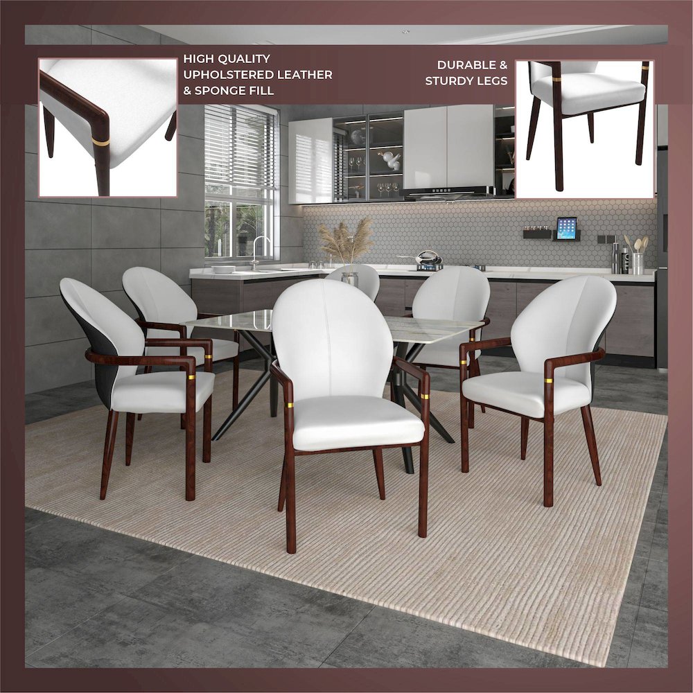 Opaline Series Elegant Wooden Dining Chair in Black Velvet and White