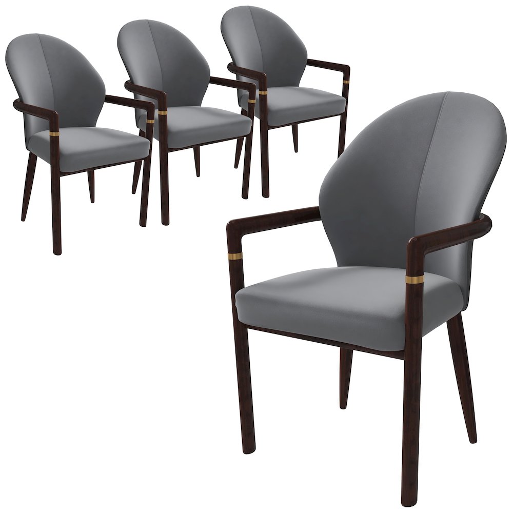 Opaline Series Elegant Wooden Dining Chair in Two-Tone Grey