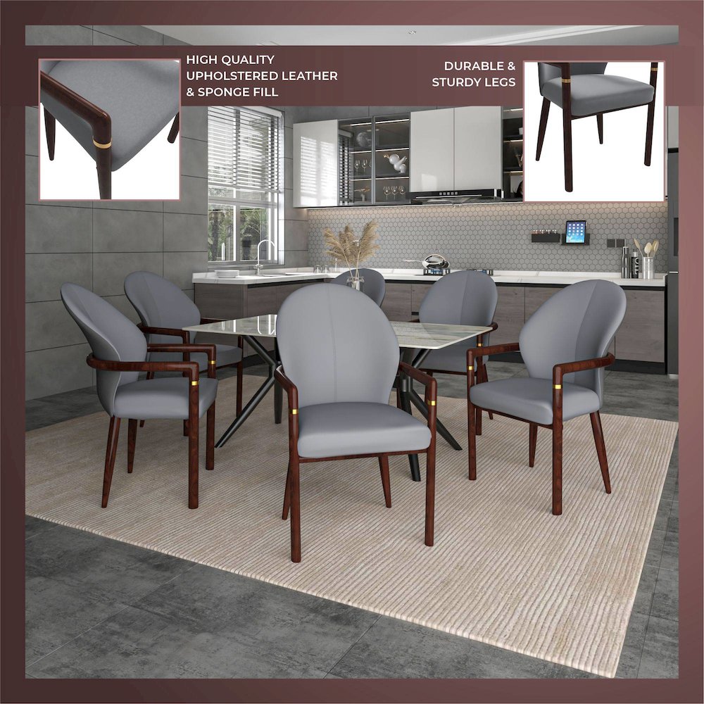 Opaline Series Elegant Wooden Dining Chair in Two-Tone Grey