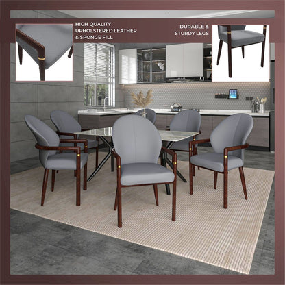 Opaline Series Elegant Wooden Dining Chair in Two-Tone Grey
