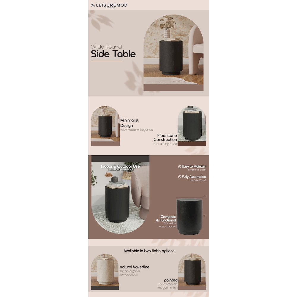 Modern Side End Table Ramble Series In Black
