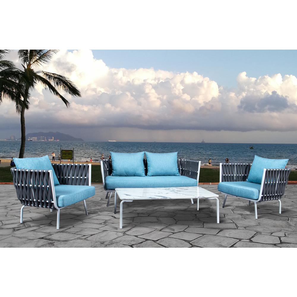 Spencer Modern Outdoor Rope Loveseat With Cushions