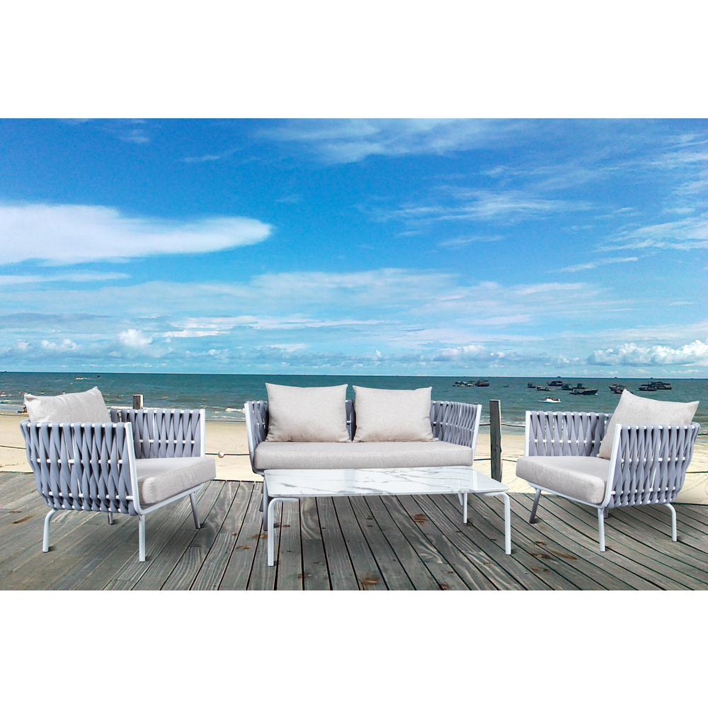 Spencer Modern Outdoor Rope Loveseat With Cushions
