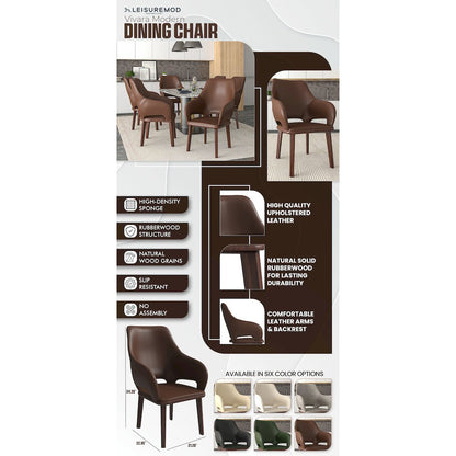 Vivara Collection Modern Dining Chair in Dark Brown