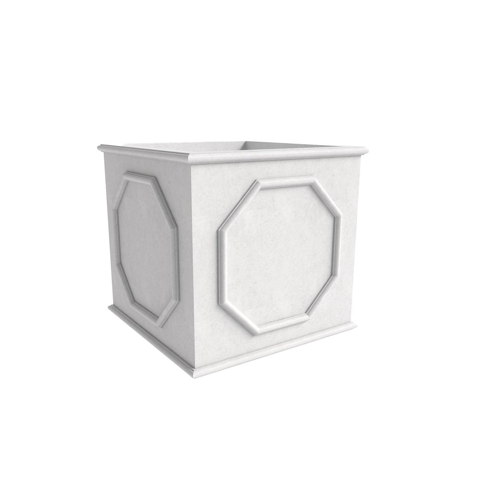Sprout Series Cubic Fiber Stone Planter in White 15 Cube