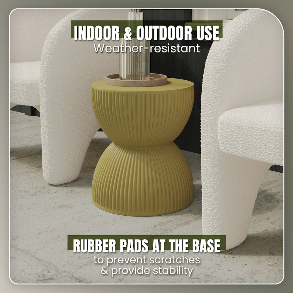Modern Side End Table Spire Series In Olive Yellow