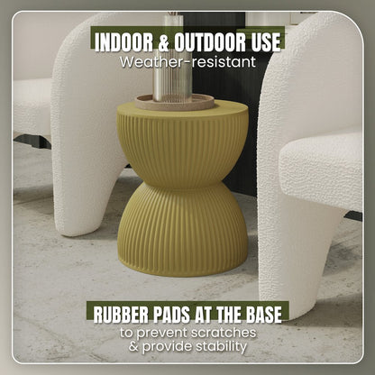 Modern Side End Table Spire Series In Olive Yellow