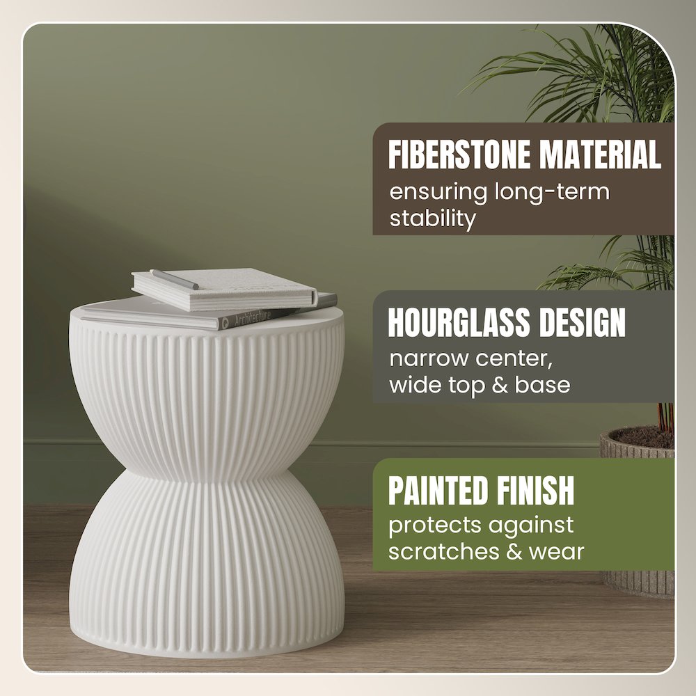 Modern Side End Table Spire Series In White