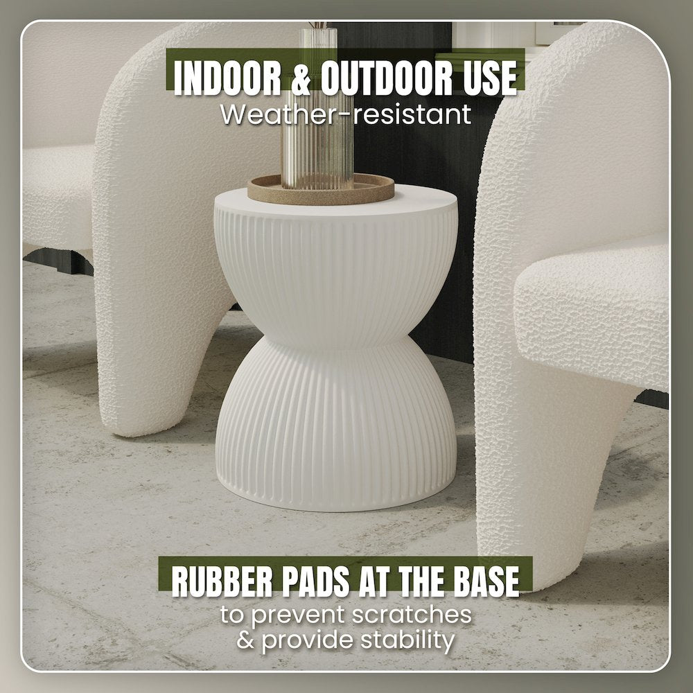 Modern Side End Table Spire Series In White