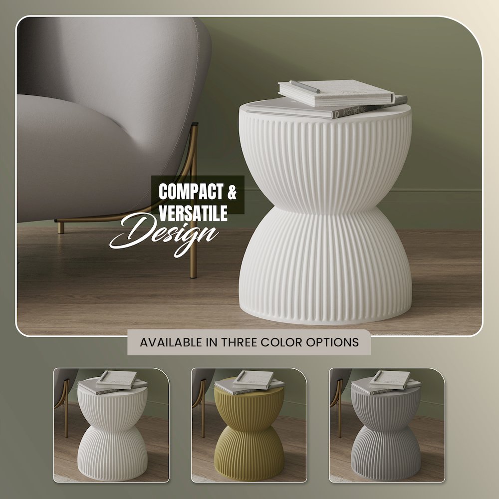 Modern Side End Table Spire Series In White