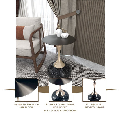 Savoy Collection Modern End Table In Stone Black