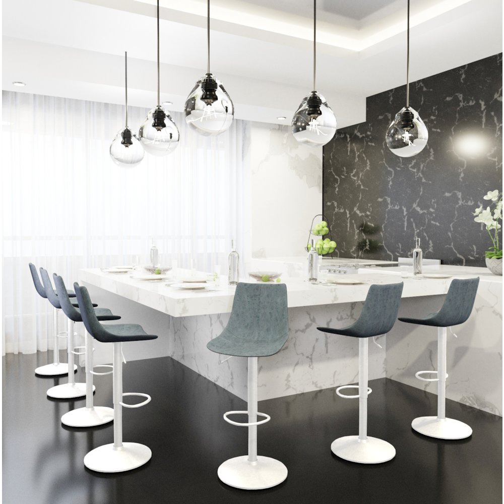 Tilbury - Bar stool -White Base- Peacock Blue