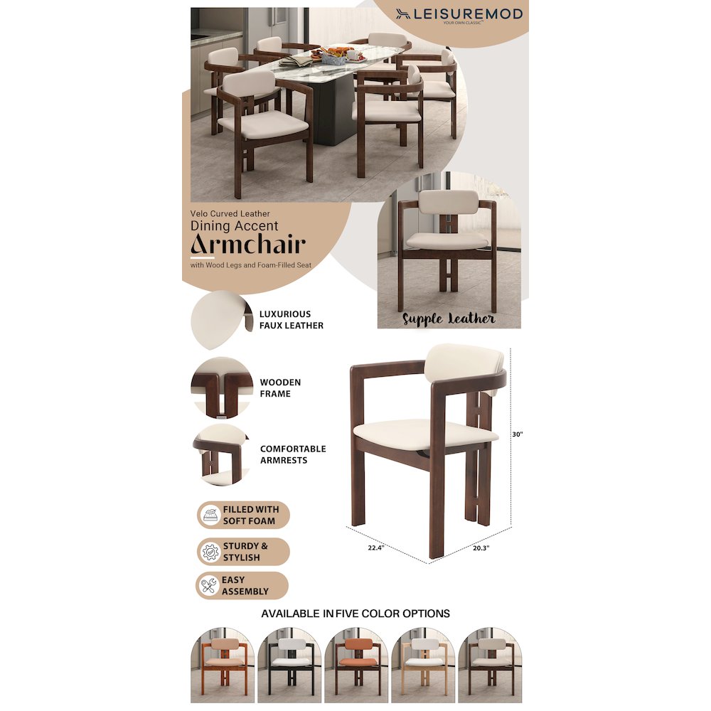 Velo Series Modern Dining Chair in Walnut Color Wood with Toupe Seat