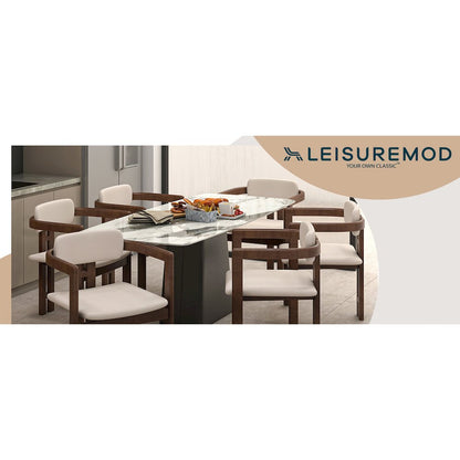 Velo Series Modern Dining Chair in Walnut Color Wood with Toupe Seat