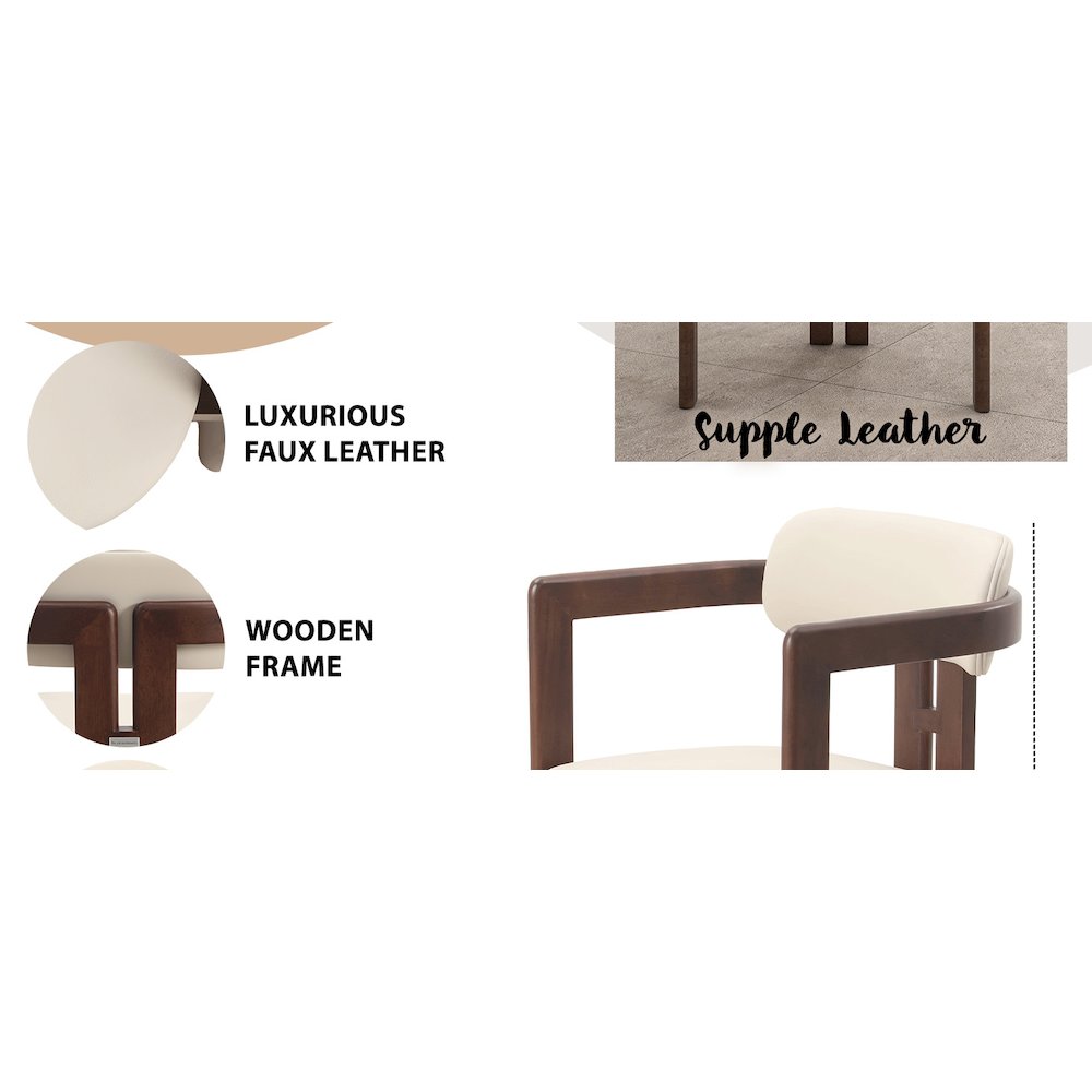 Velo Series Modern Dining Chair in Walnut Color Wood with Toupe Seat