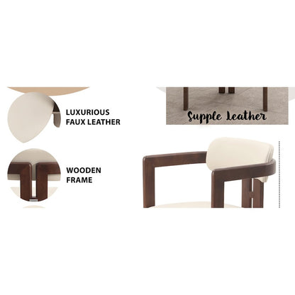 Velo Series Modern Dining Chair in Walnut Color Wood with Toupe Seat