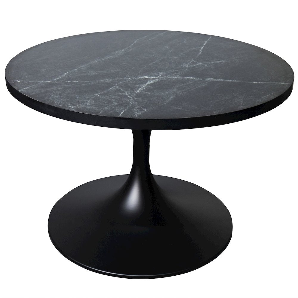 Verve Coffee Table Black base with 27" round Black Marble MDF top