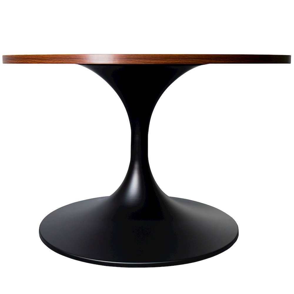 Verve Coffee Table Black base with 27" round Brown Wood MDF top