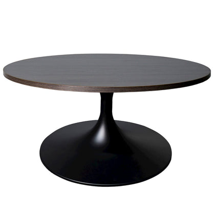 Verve Coffee Table Black base with 27" round Dark Brown Wood MDF top
