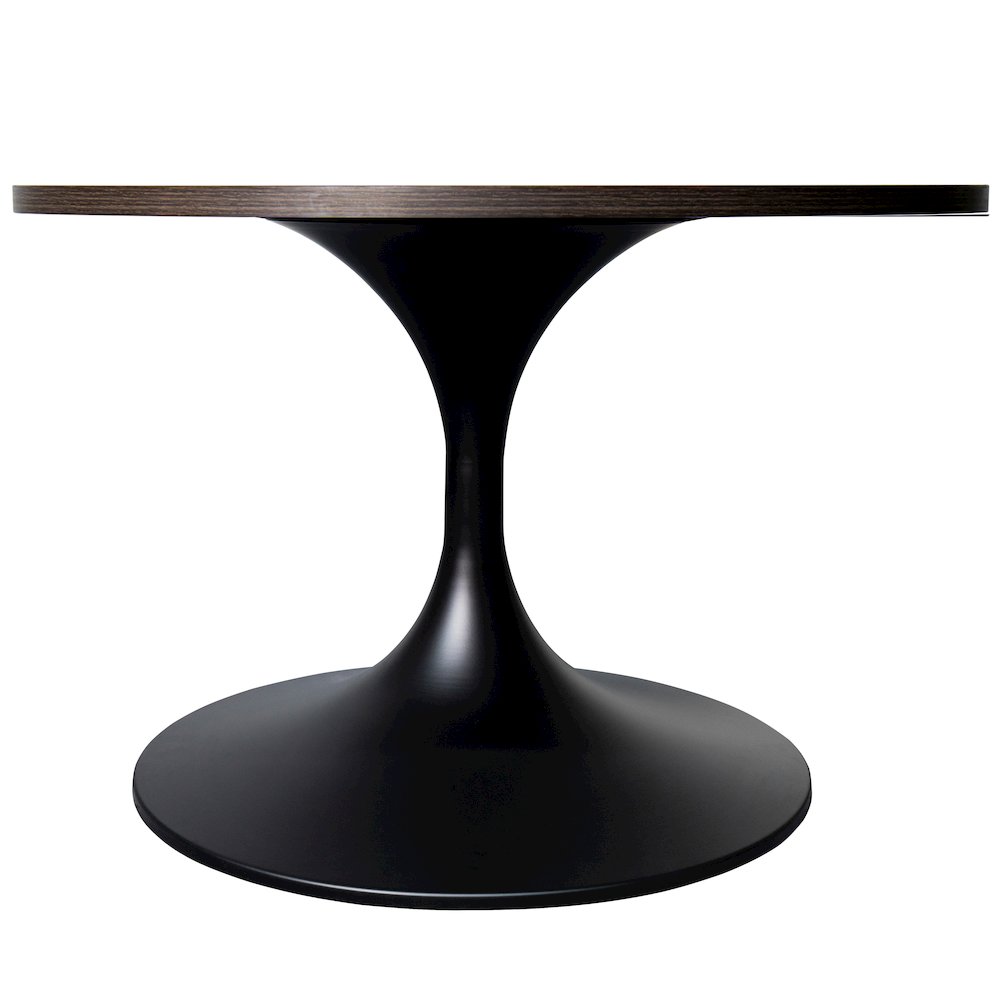 Verve Coffee Table Black base with 27" round Dark Brown Wood MDF top