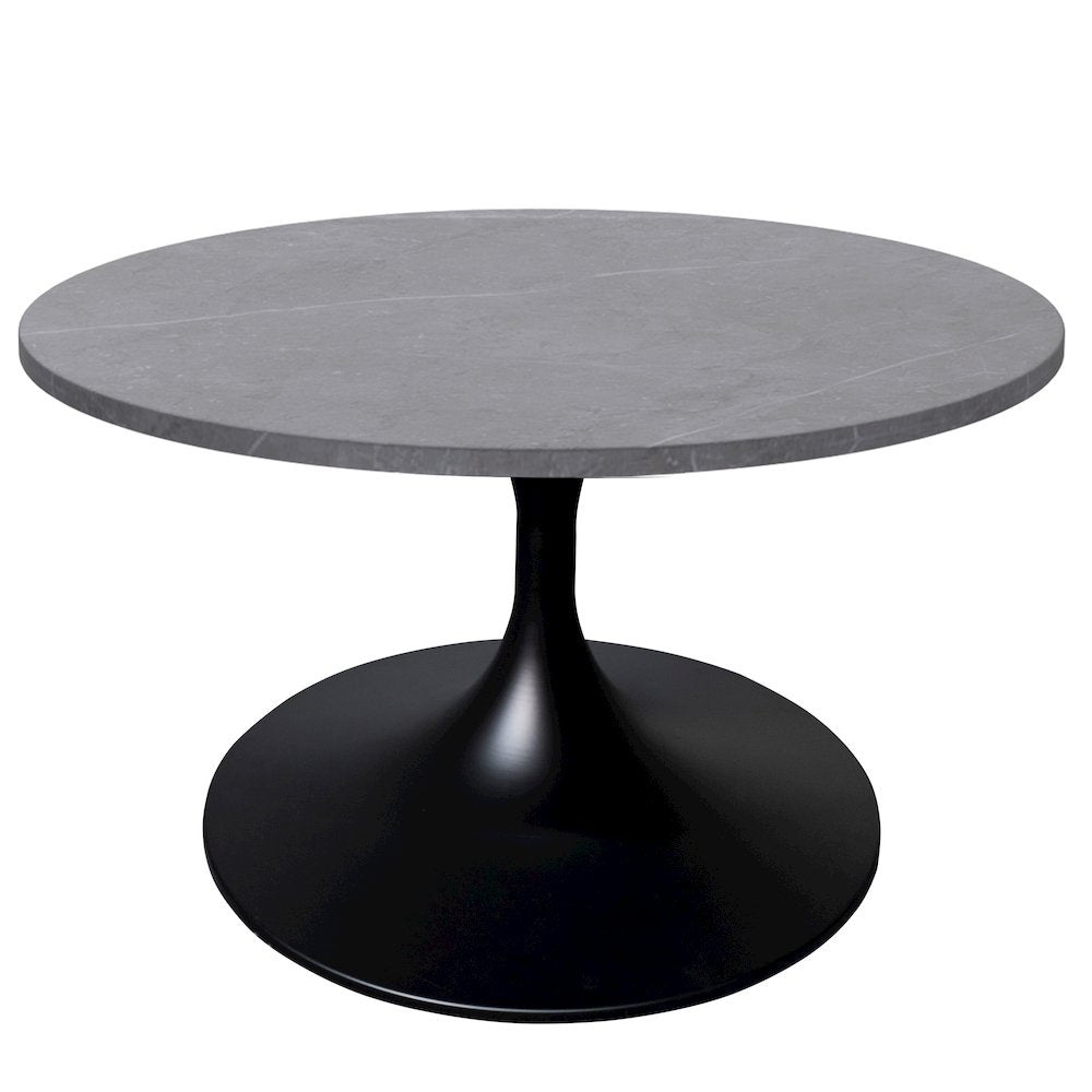 Verve Coffee Table Black base with 27" round Grey Sintered Stone top