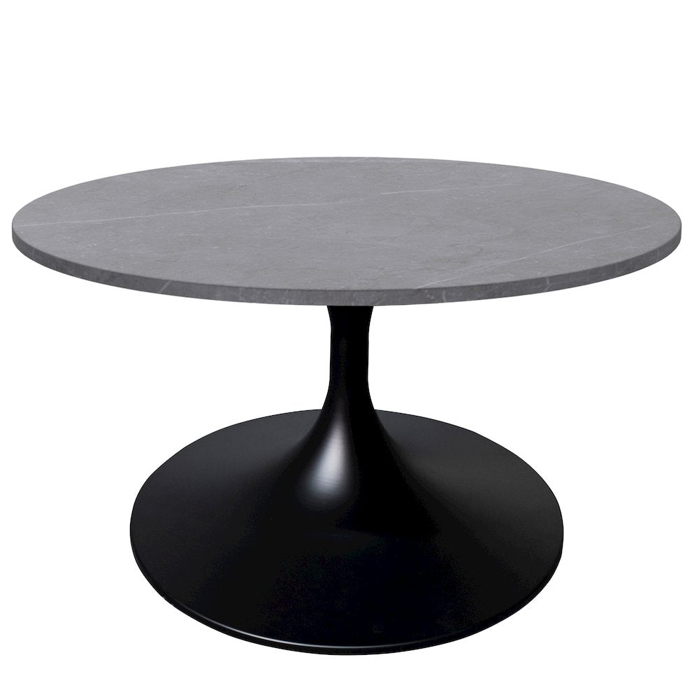 Verve Coffee Table Black base with 27" round Grey Sintered Stone top