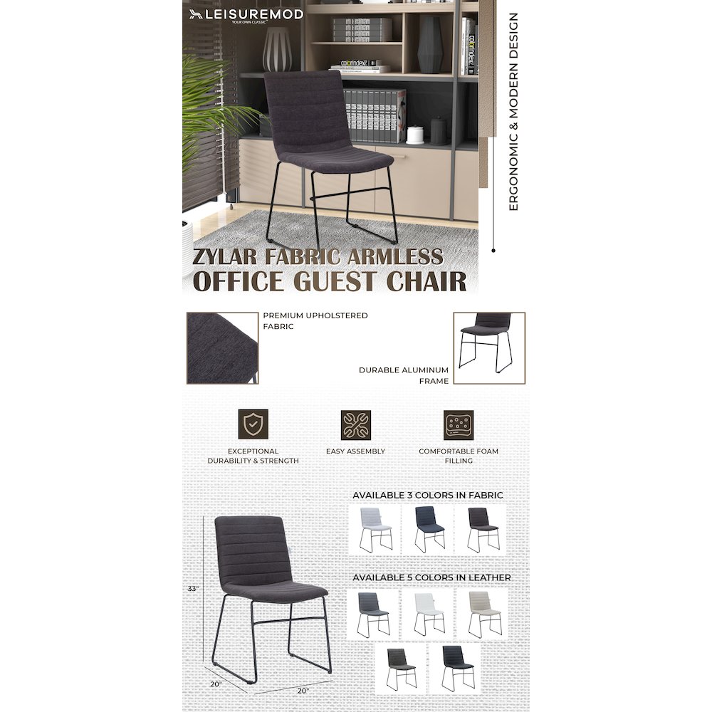 Zylar Series Office Guest Chair in Black Leather