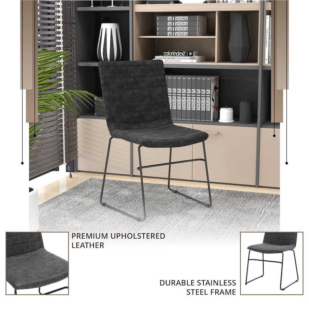 Zylar Series Office Guest Chair in Charcoal Leather