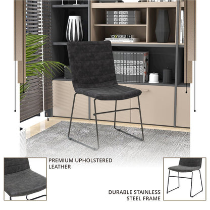 Zylar Series Office Guest Chair in Charcoal Leather