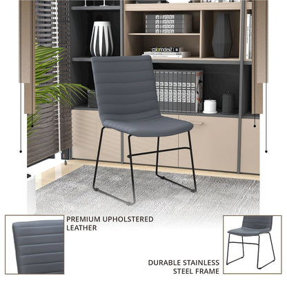 Zylar Series Office Guest Chair in Grey Leather