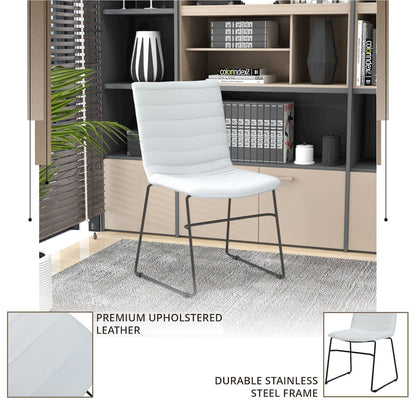 Zylar Series Office Guest Chair in White Leather