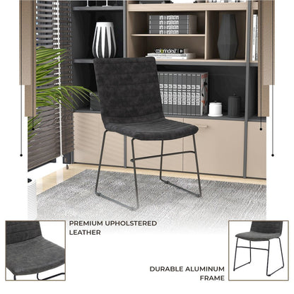 Zylar Series Office Guest Chair in Charcoal Leather