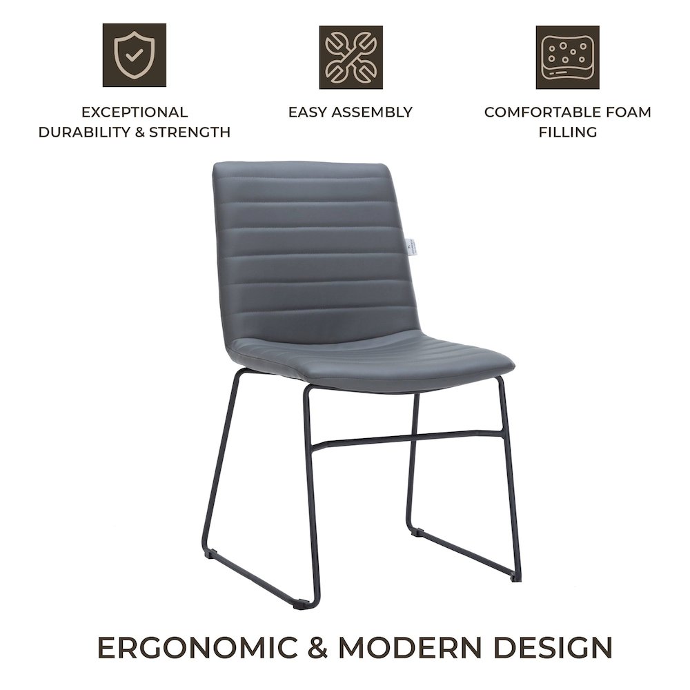Zylar Series Office Guest Chair in Grey Leather