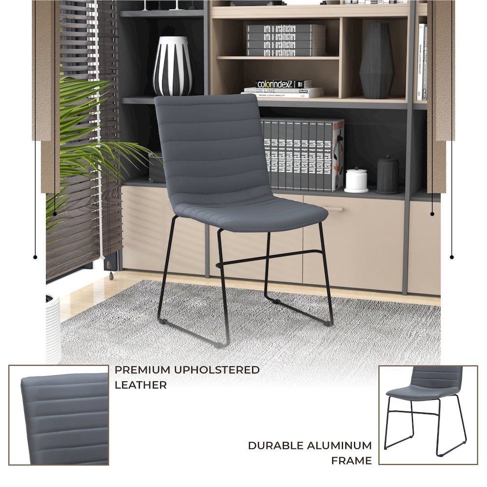 Zylar Series Office Guest Chair in Grey Leather
