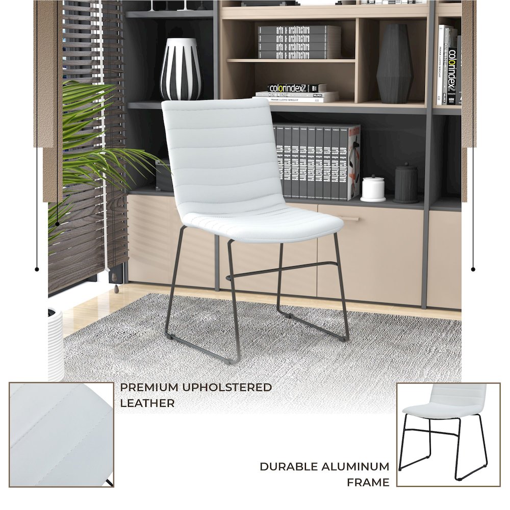 Zylar Series Office Guest Chair in White Leather