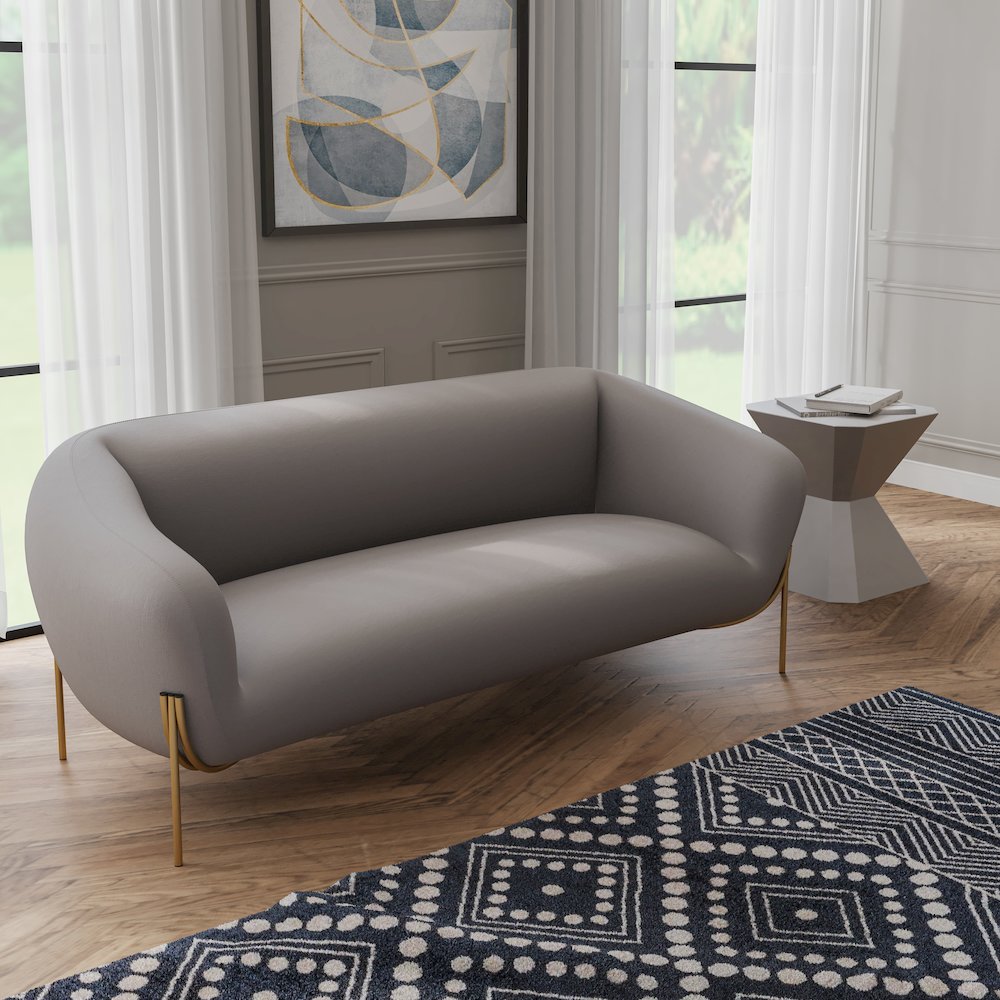 Zuno Three-Seater Sofa Upholstered in Velvet Wide Couch