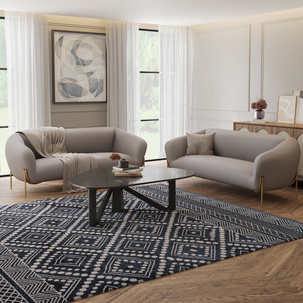 Zuno Three-Seater Sofa Upholstered in Velvet Wide Couch