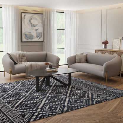 Zuno Three-Seater Sofa Upholstered in Velvet Wide Couch