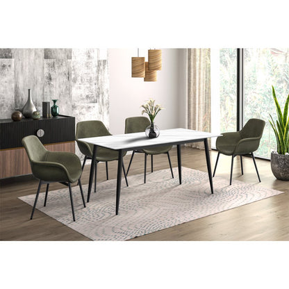 Zayle Series Modern Dining Table Black Base, With 55 White Sintered Stone Top