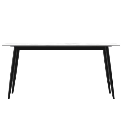 Zayle Series Modern Dining Table Black Base, With 55 White Sintered Stone Top
