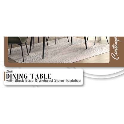 Zayle Series Modern Dining Table Black Base, With 55 White Sintered Stone Top